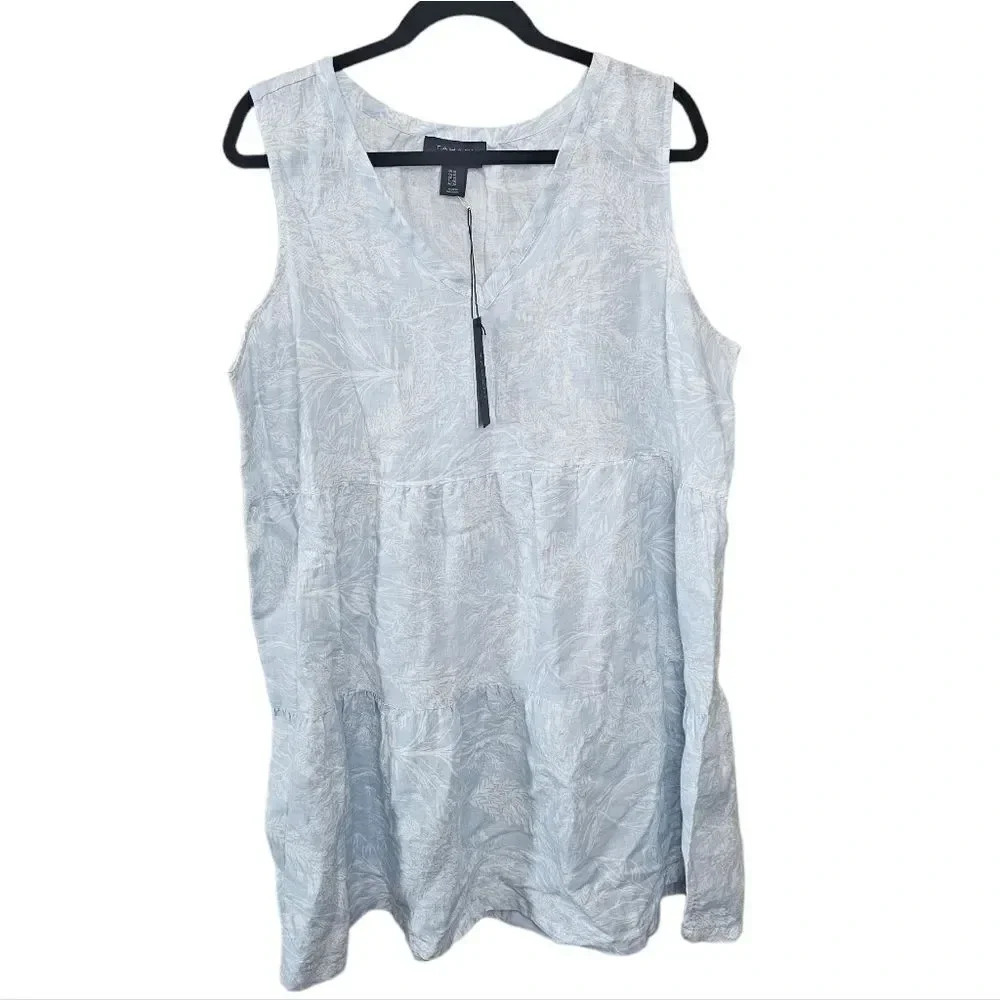 ‎Tahari Sleeveless Linen Dress Tiered Mini - Picture 2 of 8
